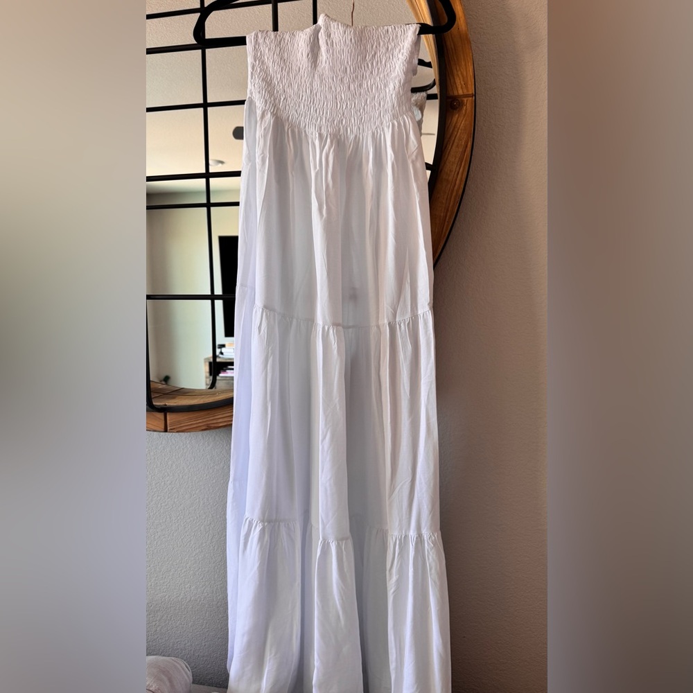 Timathous White Strapless Tiered Sundress AMAZON